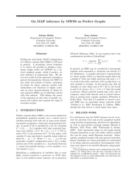 On MAP Inference by MWSS on Perfect Graphs