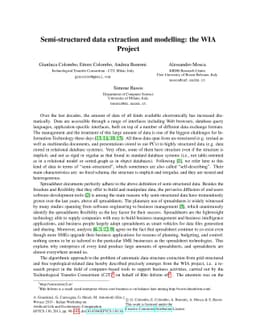 Semi-structured data extraction and modelling: the WIA Project