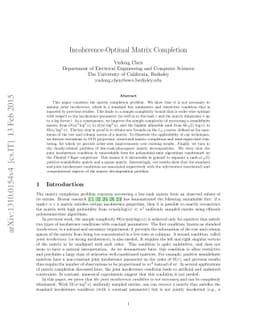 Incoherence-Optimal Matrix Completion