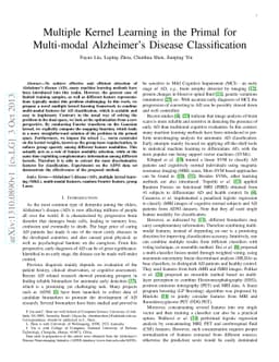 Multiple Kernel Learning in the Primal for Multi-modal Alzheimer's
  Disease Classification