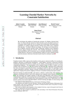 Learning Chordal Markov Networks by Constraint Satisfaction