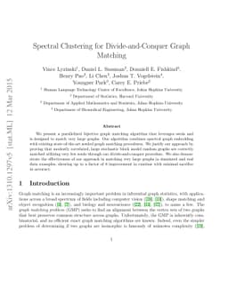 Spectral Clustering for Divide-and-Conquer Graph Matching
