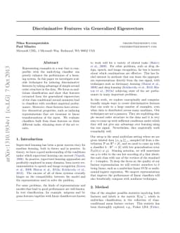 Discriminative Features via Generalized Eigenvectors