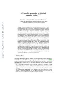 SAT-based Preprocessing for MaxSAT (extended version)