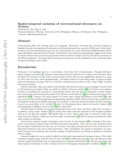 Spatio-temporal variation of conversational utterances on Twitter