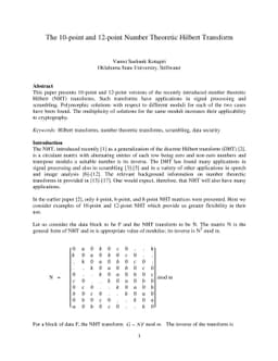 The 10-point and 12-point Number Theoretic Hilbert Transform