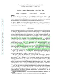 Quickest Change-Point Detection: A Bird's Eye View