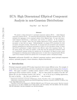 ECA: High Dimensional Elliptical Component Analysis in non-Gaussian
  Distributions