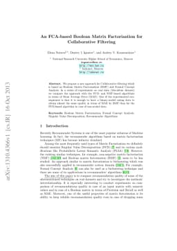 An FCA-based Boolean Matrix Factorisation for Collaborative Filtering
