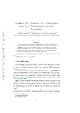 Goodness-of-Fit Tests for Pareto Distribution Based on a
  Characterization and their Asymptotics
