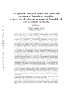 An optimal three-way stable and monotonic spectrum of bounds on
  quantiles: a spectrum of coherent measures of financial risk and economic
  inequality