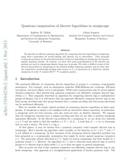 Quantum computation of discrete logarithms in semigroups