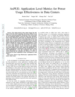 AxPUE: Application Level Metrics for Power Usage Effectiveness in Data
  Centers