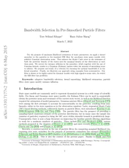 Bandwidth Selection In Pre-Smoothed Particle Filters