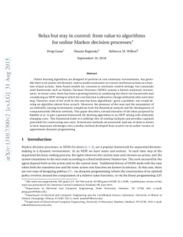Relax but stay in control: from value to algorithms for online Markov
  decision processes