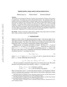 Spatial statistics, image analysis and percolation theory