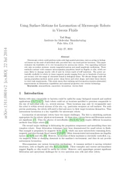 Using Surface-Motions for Locomotion of Microscopic Robots in Viscous
  Fluids