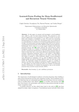 Learned-Norm Pooling for Deep Feedforward and Recurrent Neural Networks