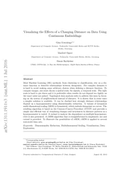 Visualizing the Effects of a Changing Distance on Data Using Continuous
  Embeddings