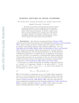 Learning Mixtures of Linear Classifiers