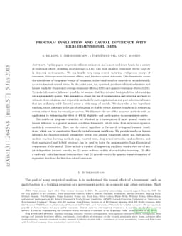 Program Evaluation and Causal Inference with High-Dimensional Data