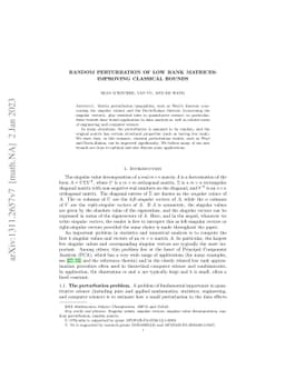Random perturbation of low rank matrices: Improving classical bounds