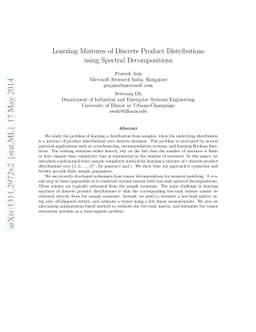 Learning Mixtures of Discrete Product Distributions using Spectral
  Decompositions