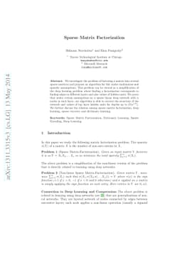 Sparse Matrix Factorization