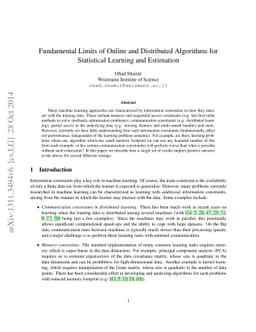 Fundamental Limits of Online and Distributed Algorithms for Statistical
  Learning and Estimation