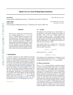 Signal Recovery from Pooling Representations