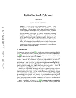 Ranking Algorithms by Performance