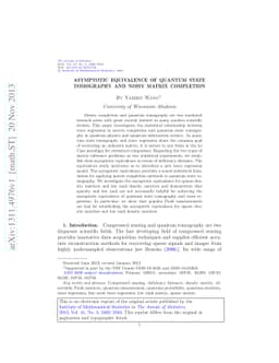 Asymptotic equivalence of quantum state tomography and noisy matrix
  completion