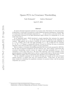 Sparse PCA via Covariance Thresholding