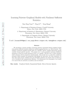 Learning Pairwise Graphical Models with Nonlinear Sufficient Statistics