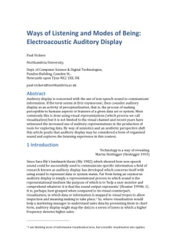 Ways of Listening and Modes of Being: Electroacoustic Auditory Display