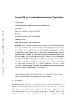 Sparse CCA via Precision Adjusted Iterative Thresholding