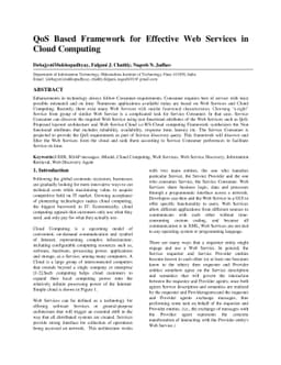 QoS Based Framework for Effective Web Services in Cloud Computing
