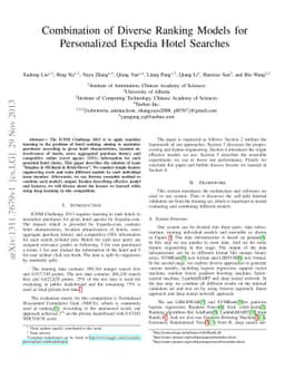 Combination of Diverse Ranking Models for Personalized Expedia Hotel
  Searches