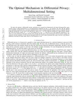 The Optimal Mechanism in Differential Privacy: Multidimensional Setting