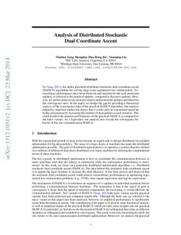 Analysis of Distributed Stochastic Dual Coordinate Ascent