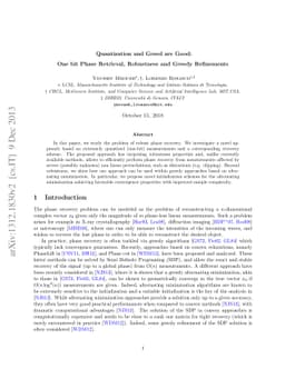 Quantization and Greed are Good: One bit Phase Retrieval, Robustness and
  Greedy Refinements
