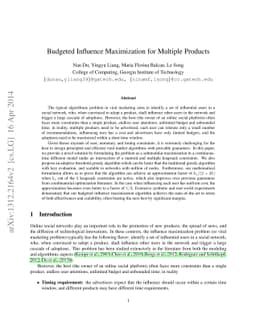 Budgeted Influence Maximization for Multiple Products