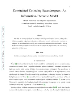 Constrained Colluding Eavesdroppers: An Information-Theoretic Model