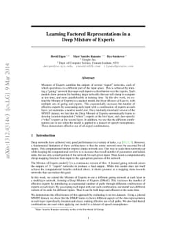 Learning Factored Representations in a Deep Mixture of Experts