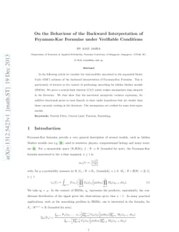 On the Behaviour of the Backward Interpretation of Feynman-Kac Formulae
  under Verifiable Conditions