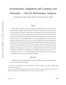 Asynchronous Adaptation and Learning over Networks - Part II:
  Performance Analysis