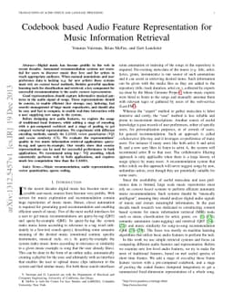 Codebook based Audio Feature Representation for Music Information
  Retrieval