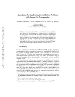 Aspartame: Solving Constraint Satisfaction Problems with Answer Set
  Programming