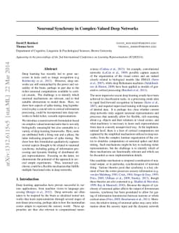 Neuronal Synchrony in Complex-Valued Deep Networks