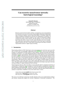 Can recursive neural tensor networks learn logical reasoning?